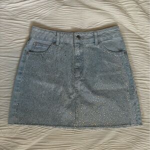 NEW Topshop - Rhinestone Denim Skirt